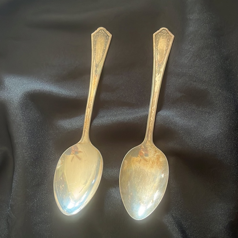 Vintage ‘BRIDE SILVERPLATE’ Serving Spoons~Set of 2